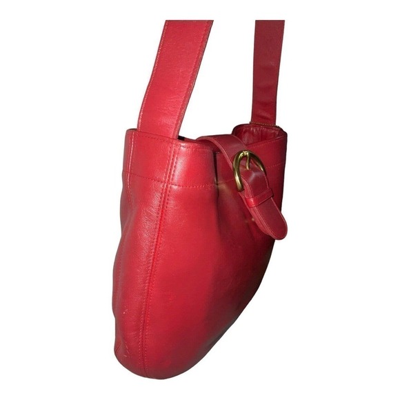 COACH Soho Women’s Vintage Buckle Red 'Poppy' Leather Hobo Bag Made in USA - Picture 4 of 16